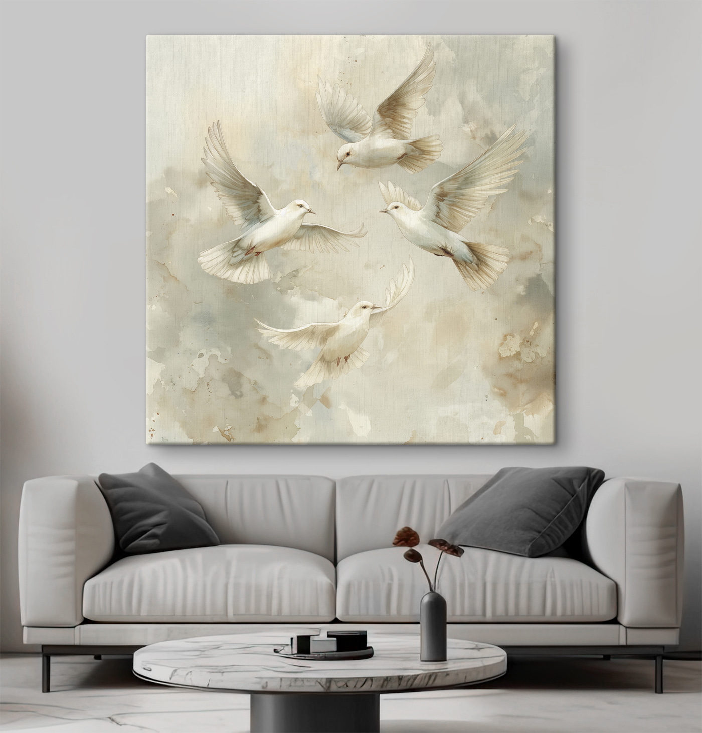 Group of white birds flying in the sky Group of white birds flying in the sky