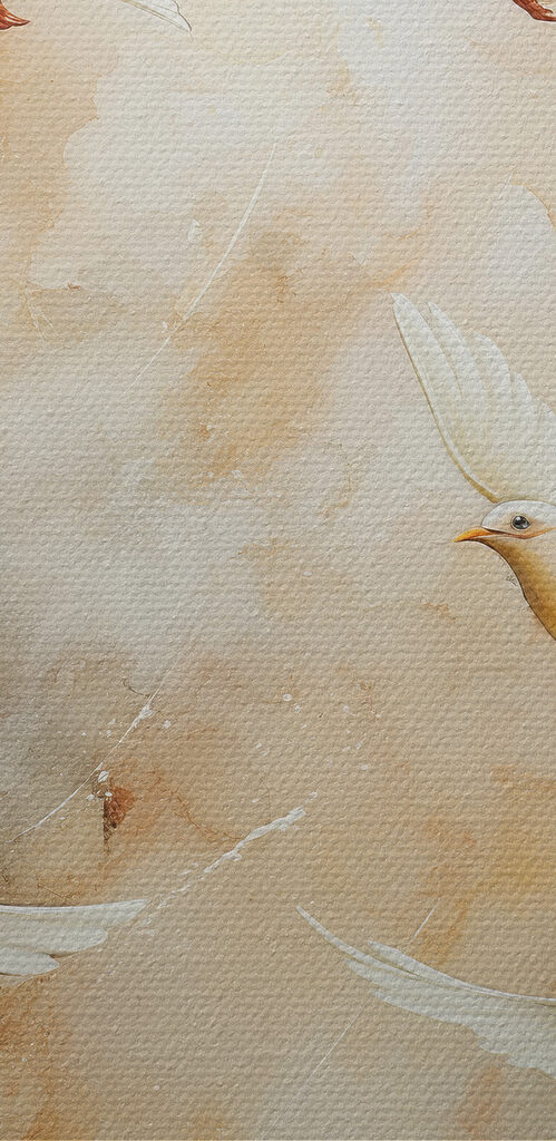 Group of white birds flying