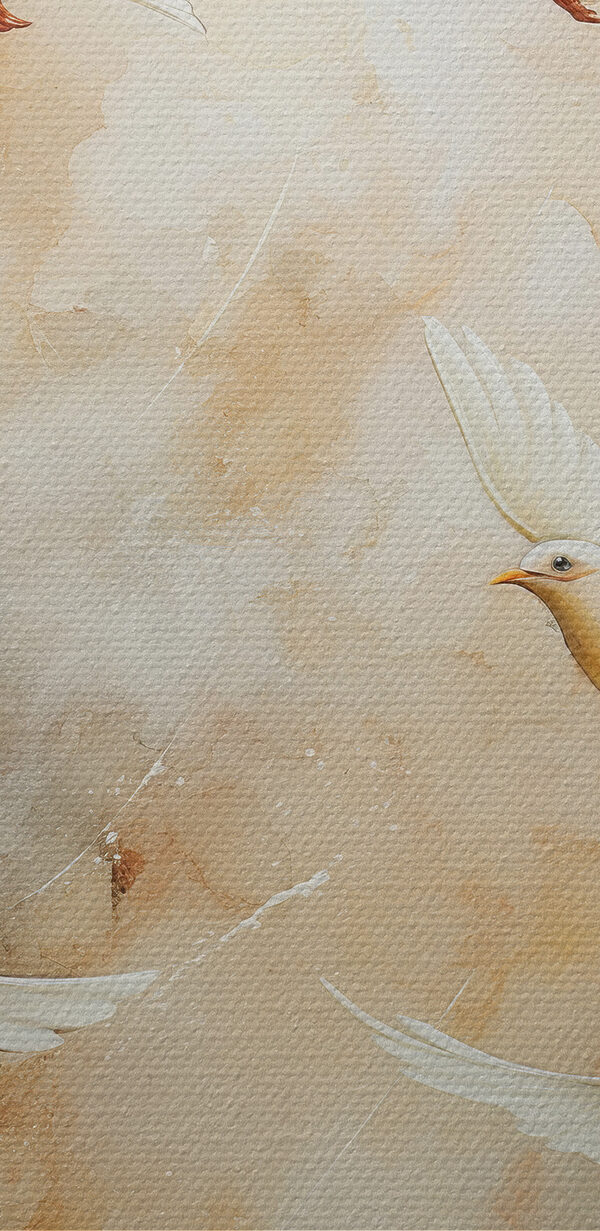 Group of white birds flying