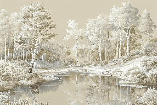 River with trees and snow