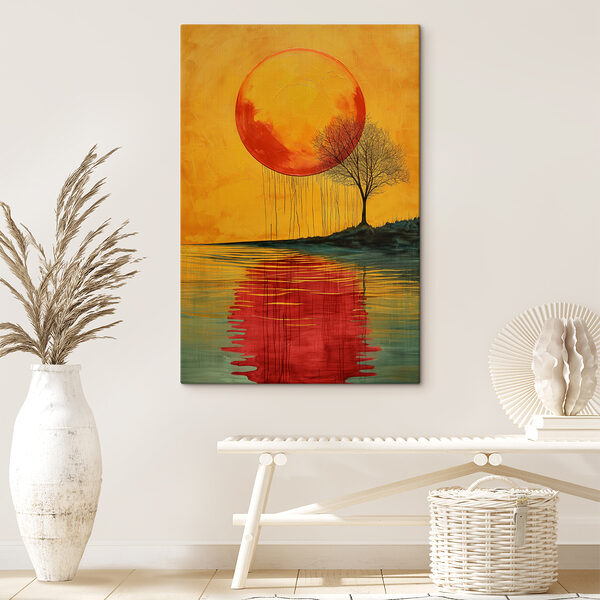 Painting of a tree and a large moon