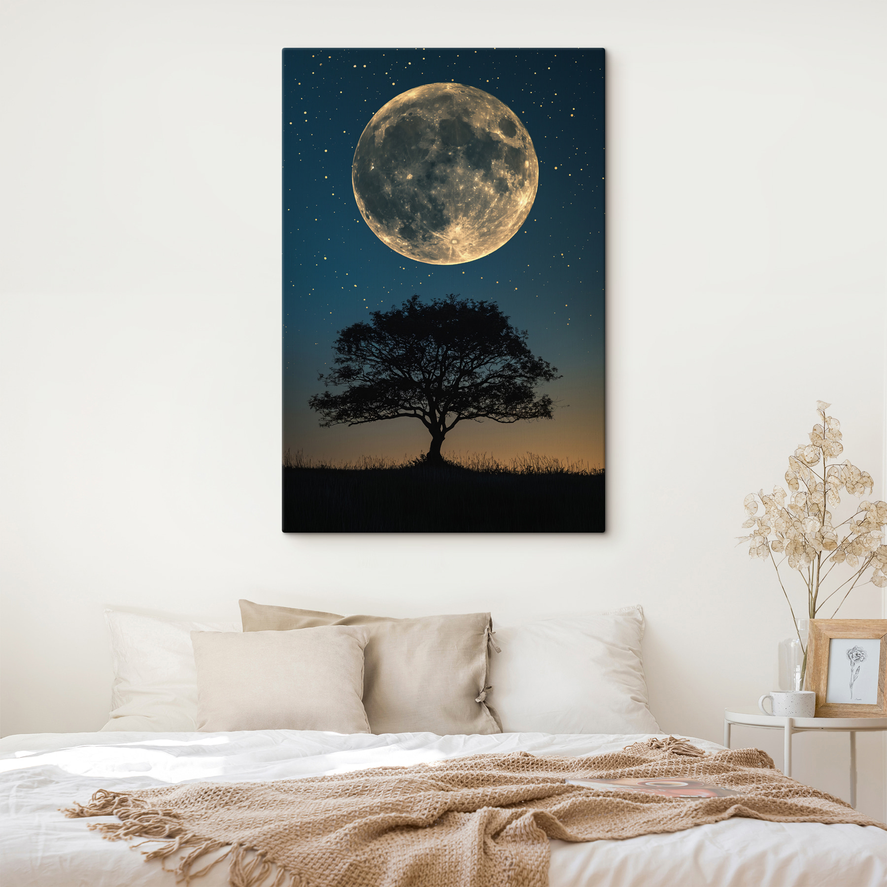 Tree and the moon in the sky Tree and the moon in the sky