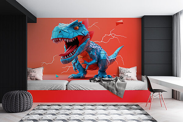 Dinosauro blu da cui fuoriesce un fulmine Dinosauro blu da cui fuoriesce un fulmine