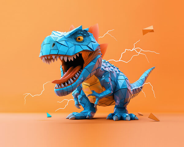 Dinosauro blu da cui fuoriesce un fulmine Dinosauro blu da cui fuoriesce un fulmine