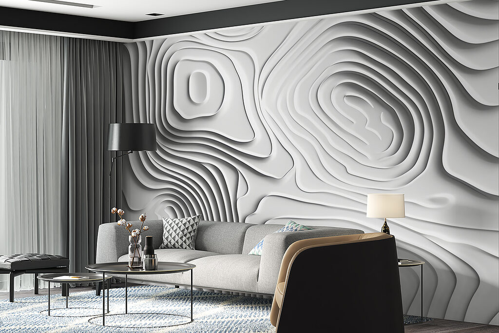 White surface with lines and shapes