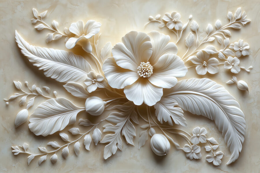 Fiore e foglie bianchi