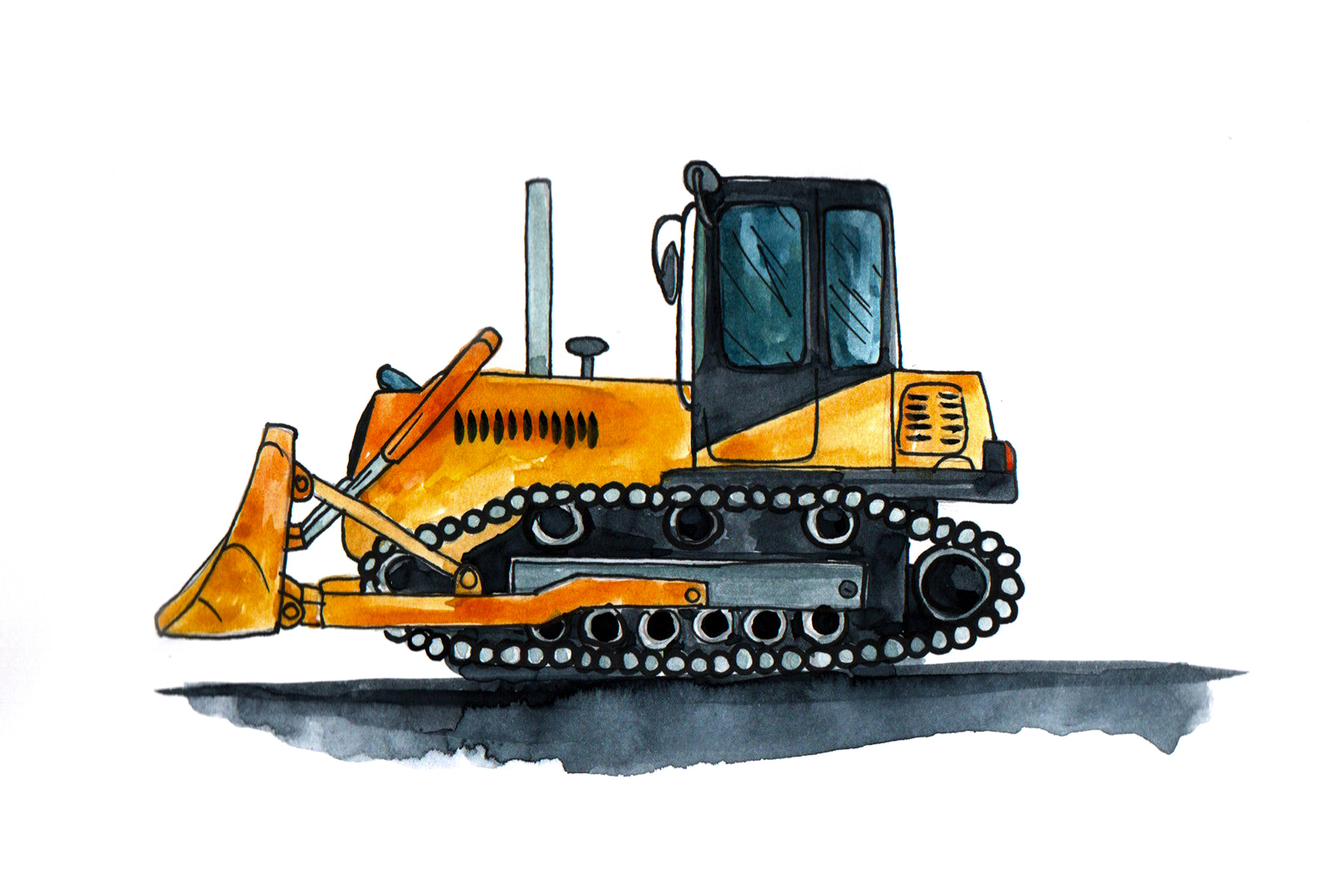 Yellow bulldozer with a bucket Yellow bulldozer with a bucket