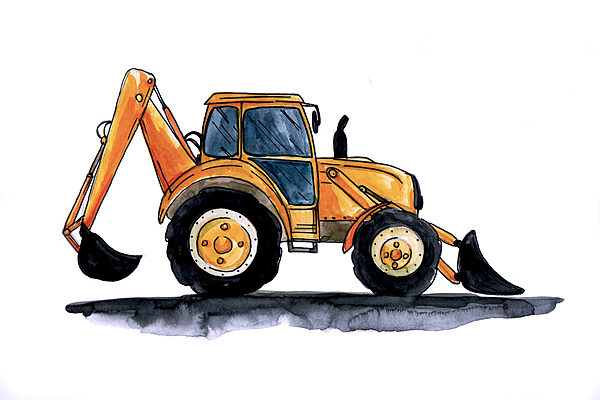 Watercolor of a yellow tractor