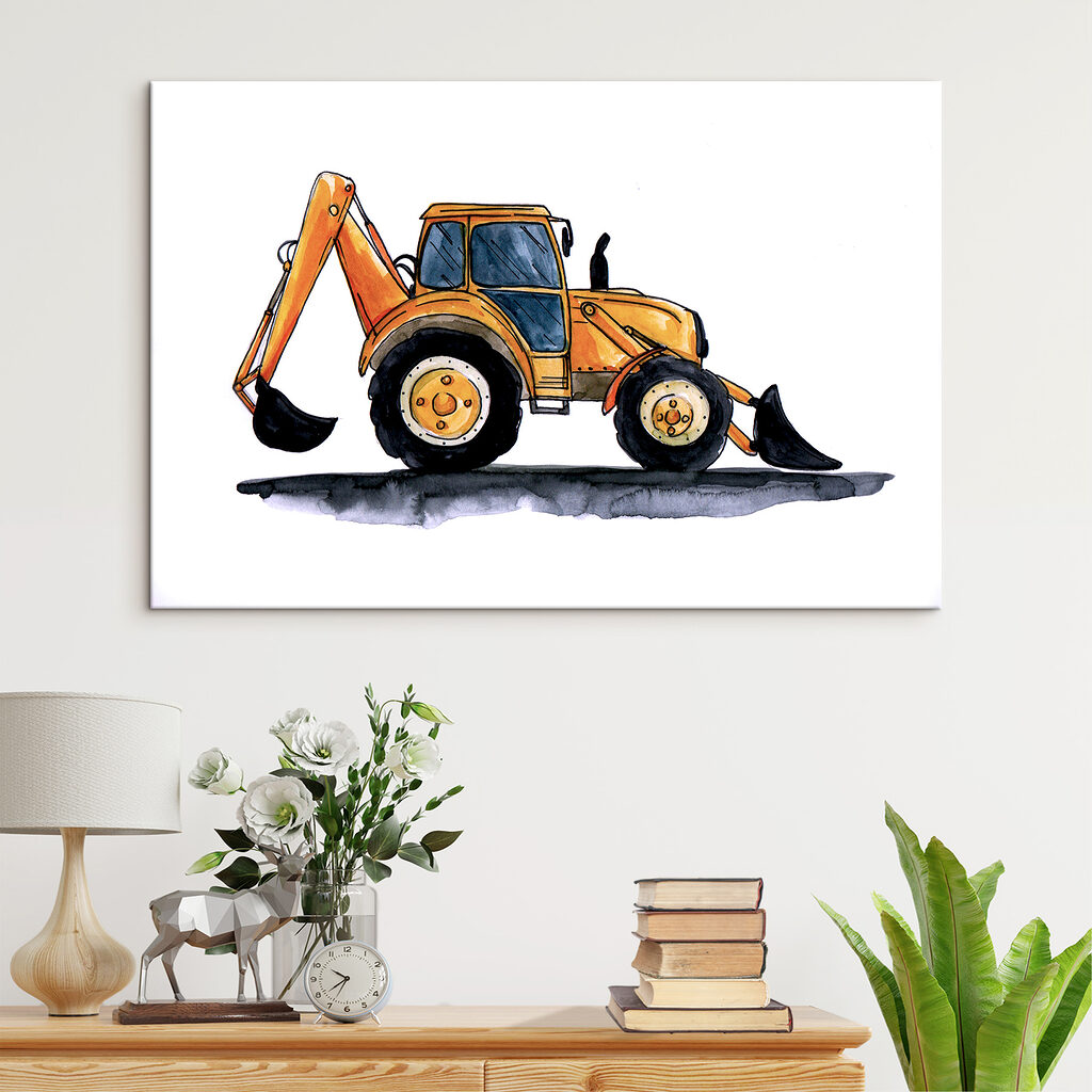 Watercolor of a yellow tractor