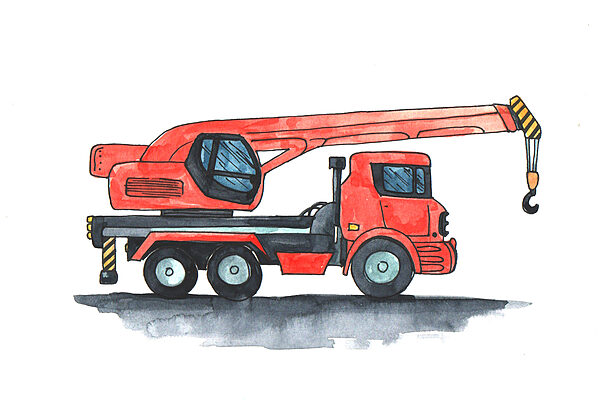 Watercolor of a red truck