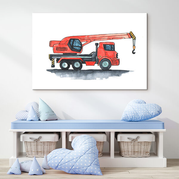 Quadri Quadri Acquerello raffigurante un camion rosso (COD: s39902)
