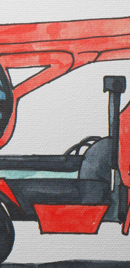 Watercolor of a red truck