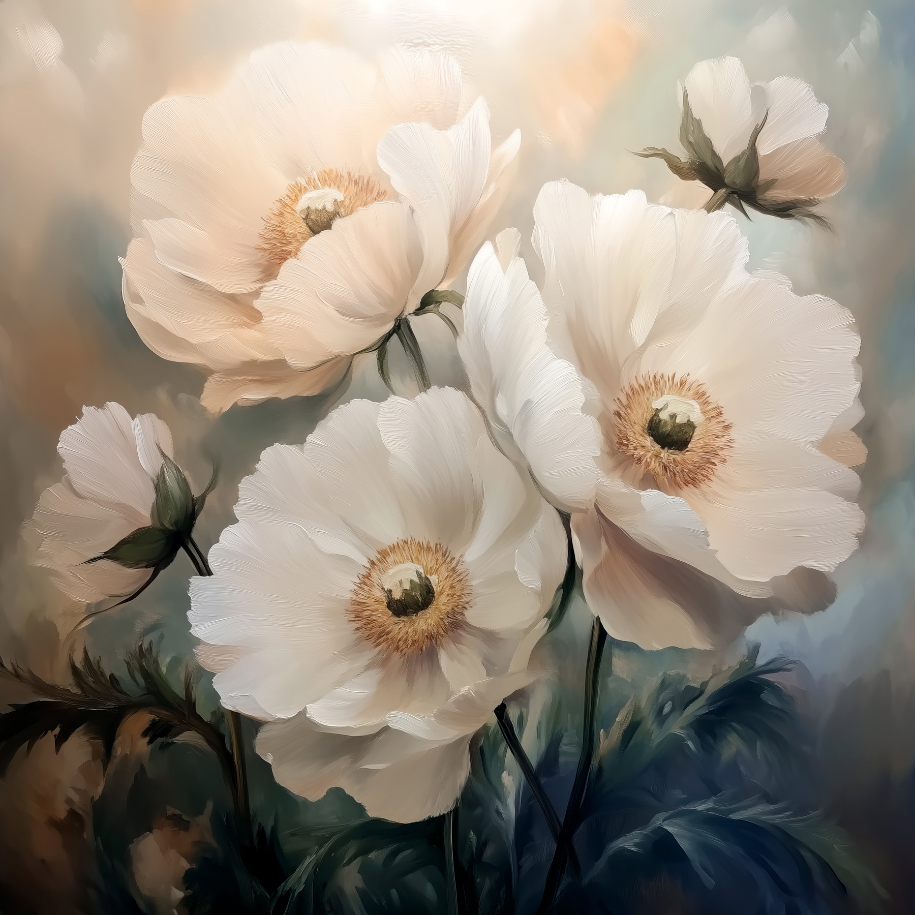 Painting of white flowers