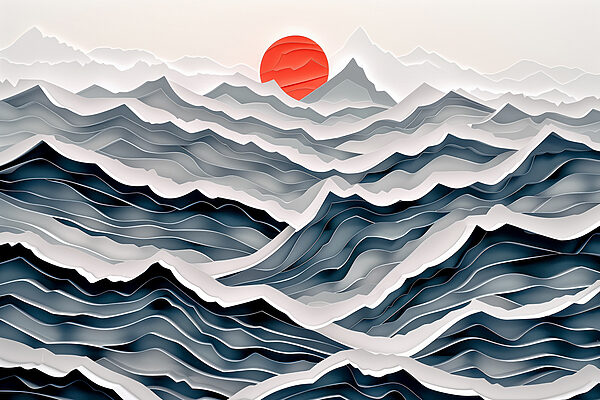 Paper cut out of mountains