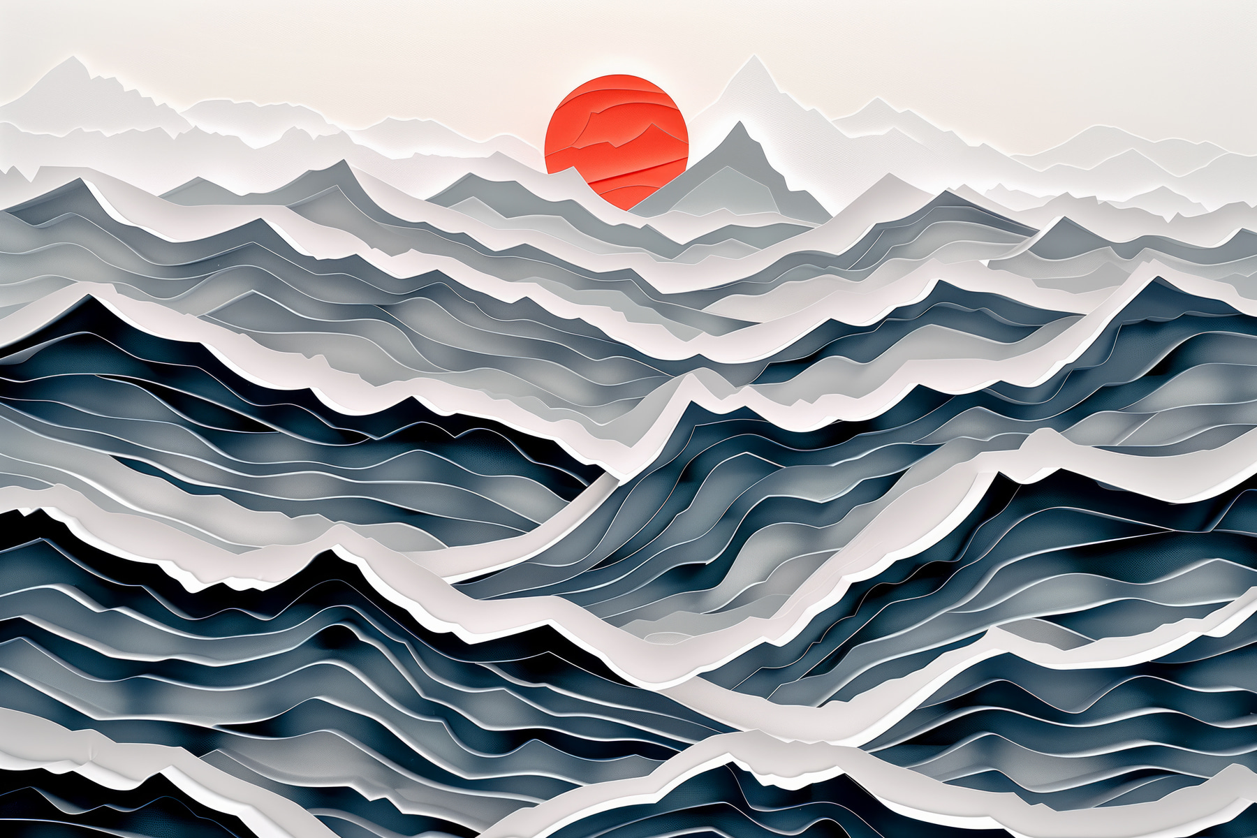 Paper cut out of mountains