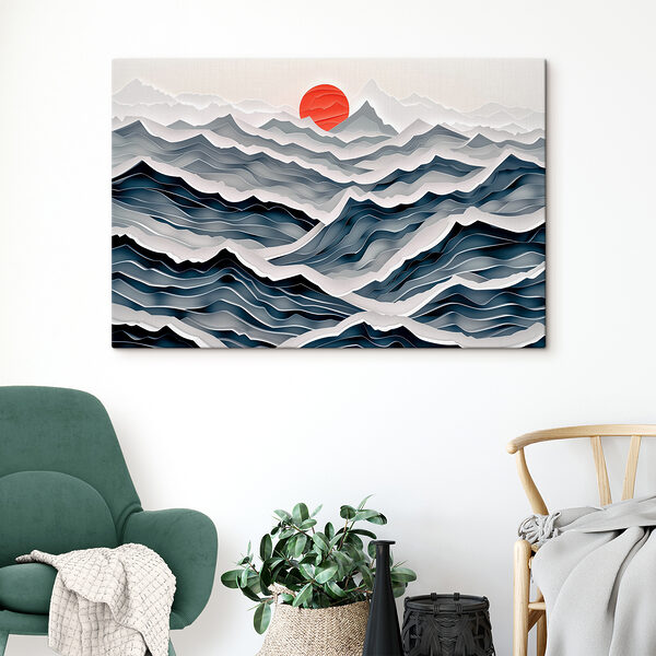 Paper cut out of mountains