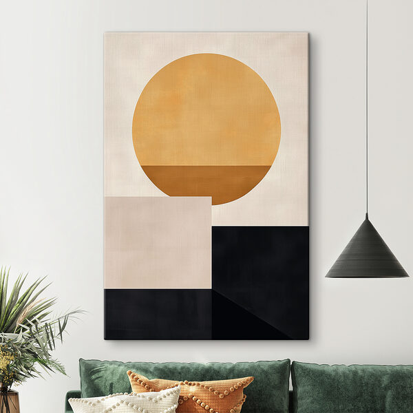Quadri Quadri Cerchio giallo e quadrati neri (COD: s39896)