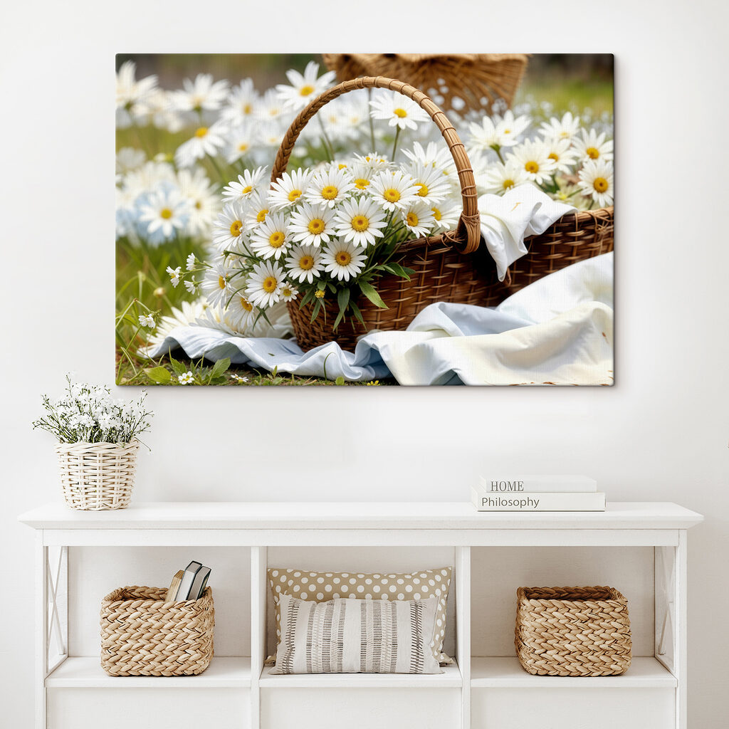 Basket of white daisies
