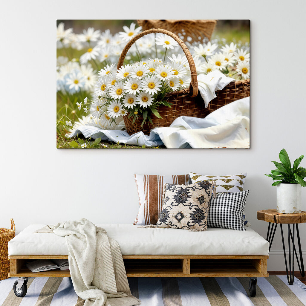 Basket of white daisies