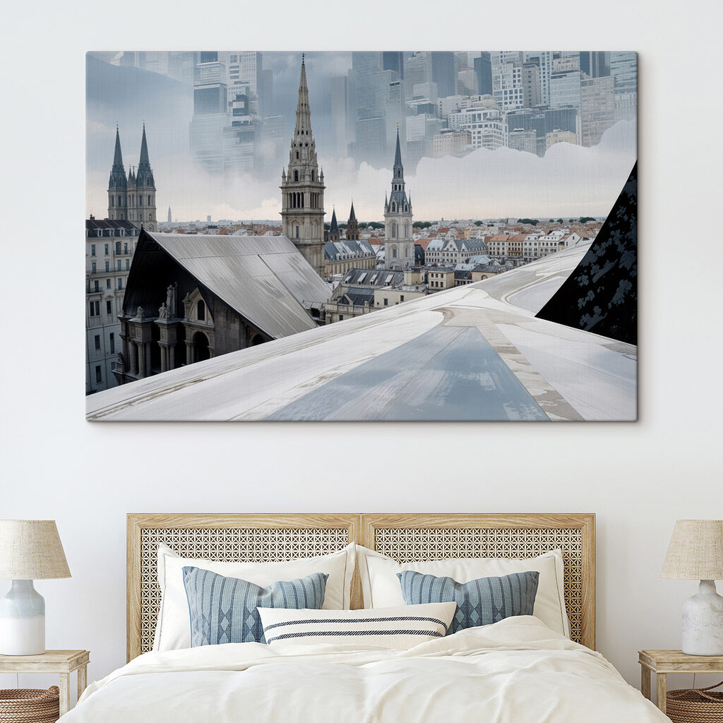 City with tall spires and a city skyline City with tall spires and a city skyline