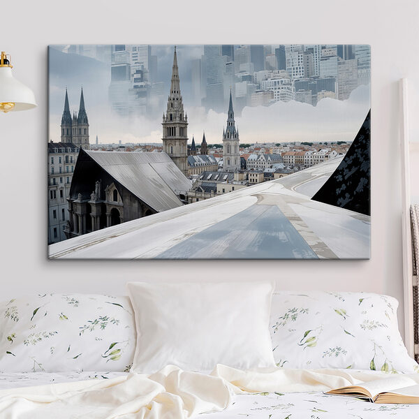 City with tall spires and a city skyline City with tall spires and a city skyline