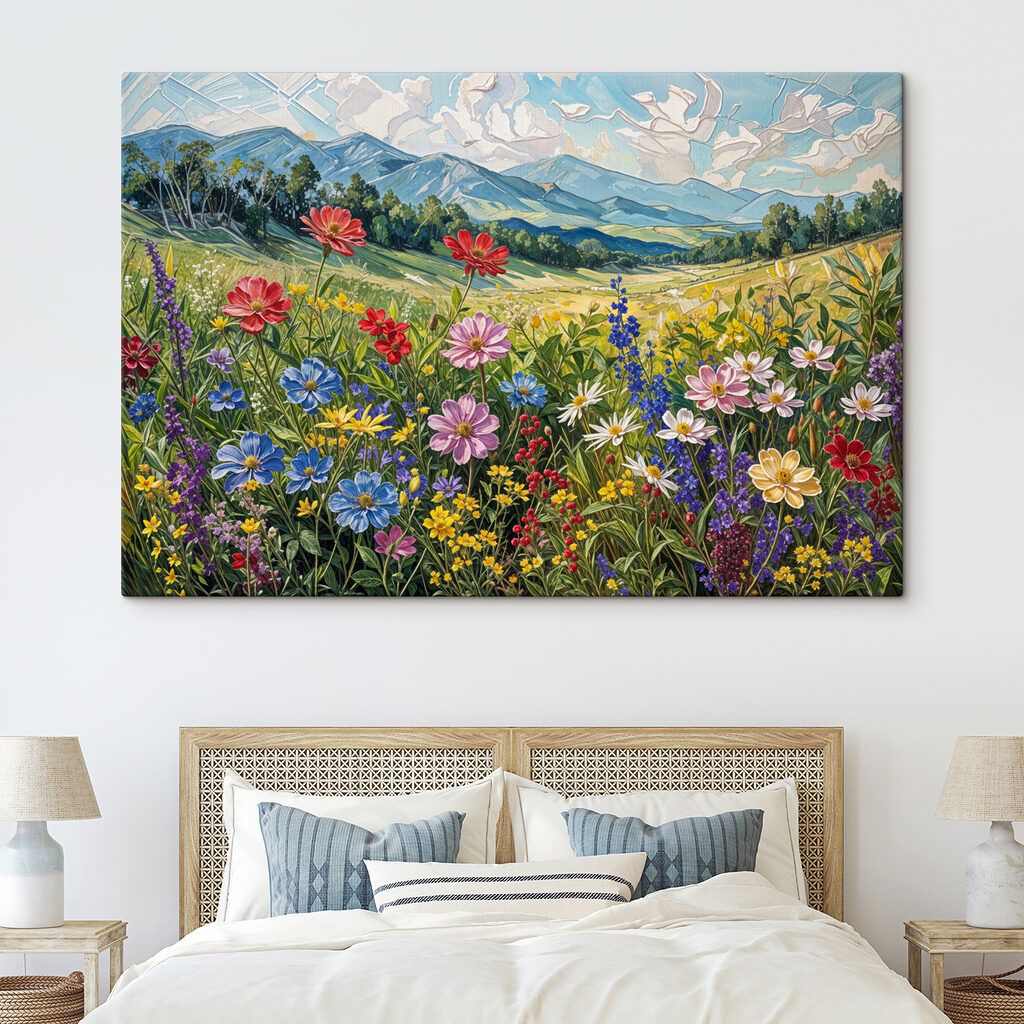 Painting of flowers in a field