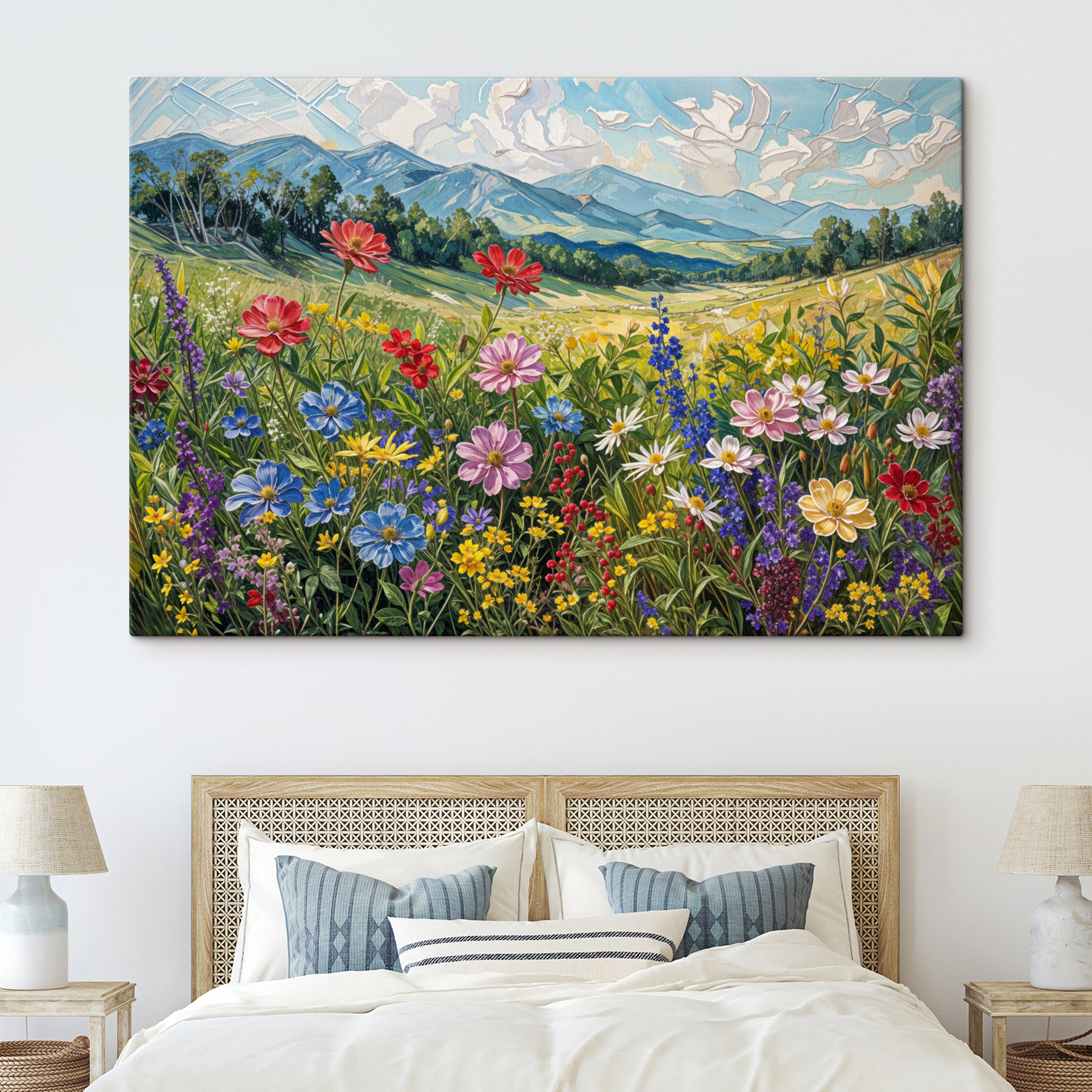 Painting of flowers in a field
