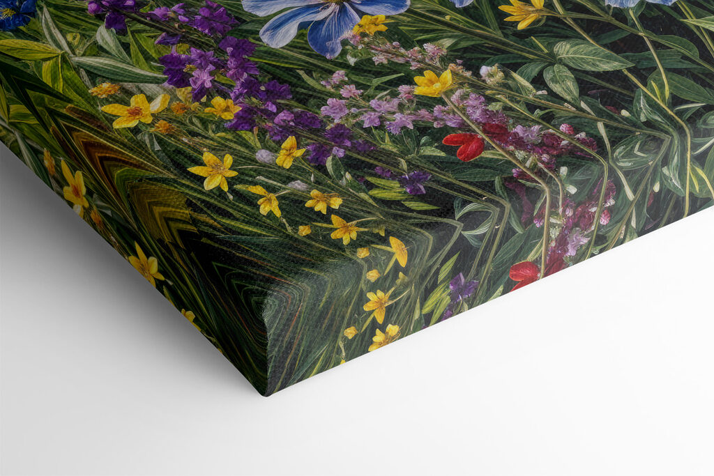 Painting of flowers in a field