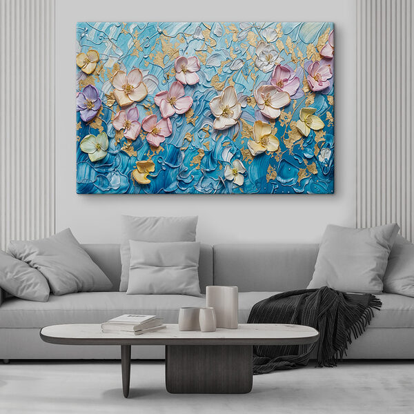 Quadri Dipinto di fiori su fondo blu (COD: s40034) Quadri Quadri Dipinto di fiori su fondo blu (COD: s40034)