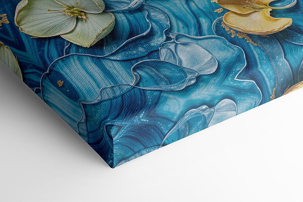 Painting of flowers on a blue surface Painting of flowers on a blue surface
