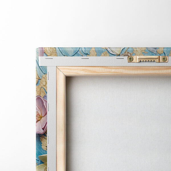 Painting of flowers on a blue surface Painting of flowers on a blue surface