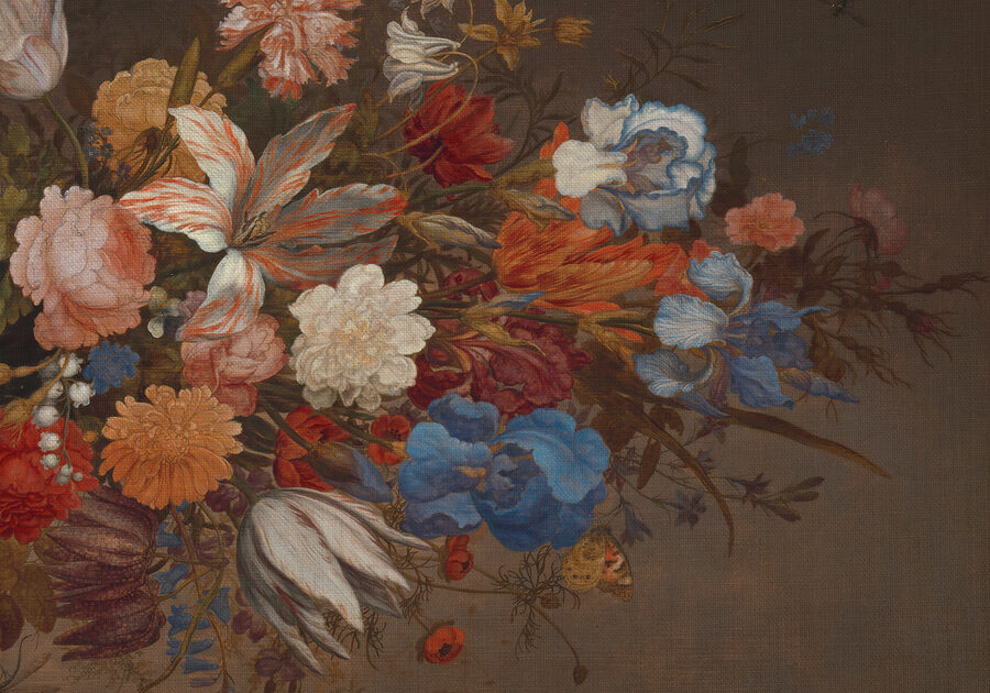 Carta da parati Pittura di fiori su una superficie marrone - immagine 7