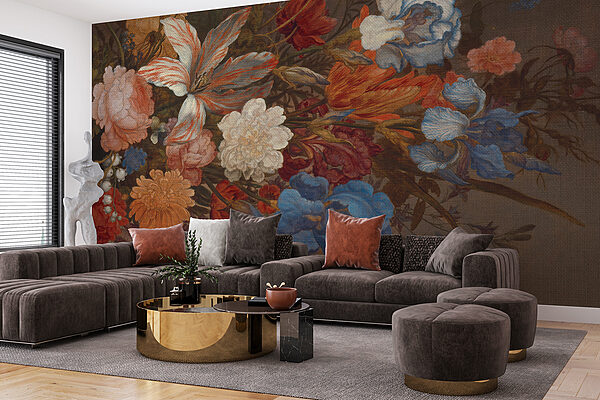 Pittura di fiori su una superficie marrone Pittura di fiori su una superficie marrone
