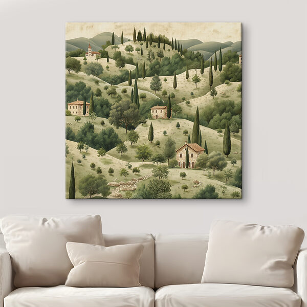 Quadri Dipinto raffigurante un paesaggio con case e alberi (COD: s40077) Quadri Quadri Dipinto raffigurante un paesaggio con case e alberi (COD: s40077)