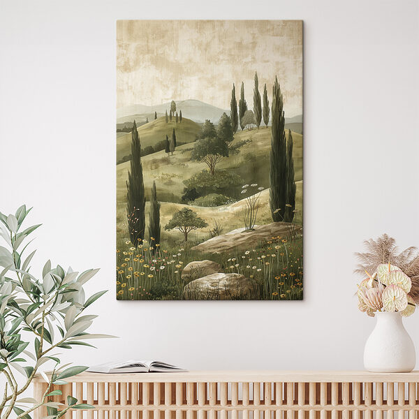 Quadri Dipinto raffigurante un paesaggio con alberi e colline (COD: s40081) Quadri Quadri Dipinto raffigurante un paesaggio con alberi e colline (COD: s40081)