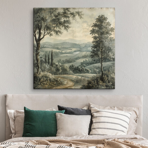 Quadri Dipinto raffigurante un paesaggio con alberi e colline (COD: s40086) Quadri Quadri Dipinto raffigurante un paesaggio con alberi e colline (COD: s40086)