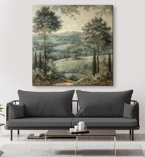 Landscape with trees and hills