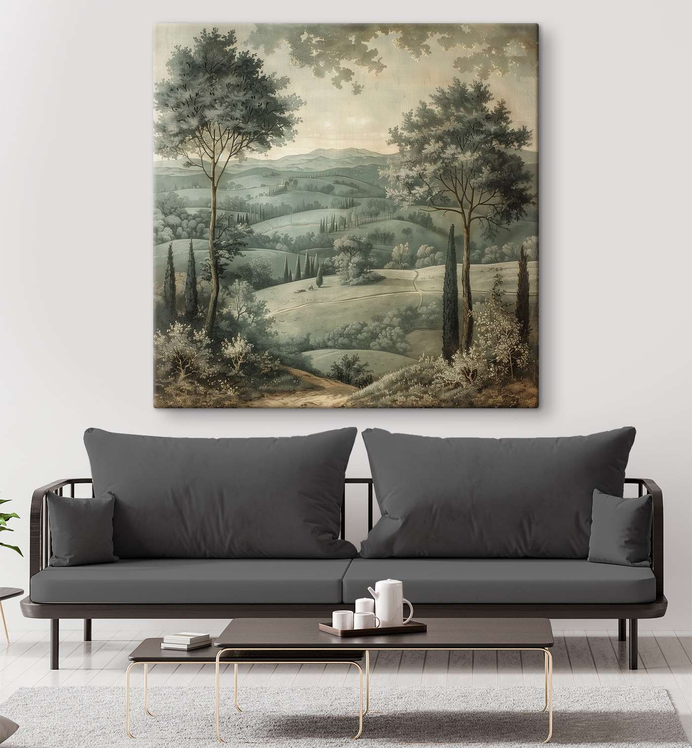 Landscape with trees and hills