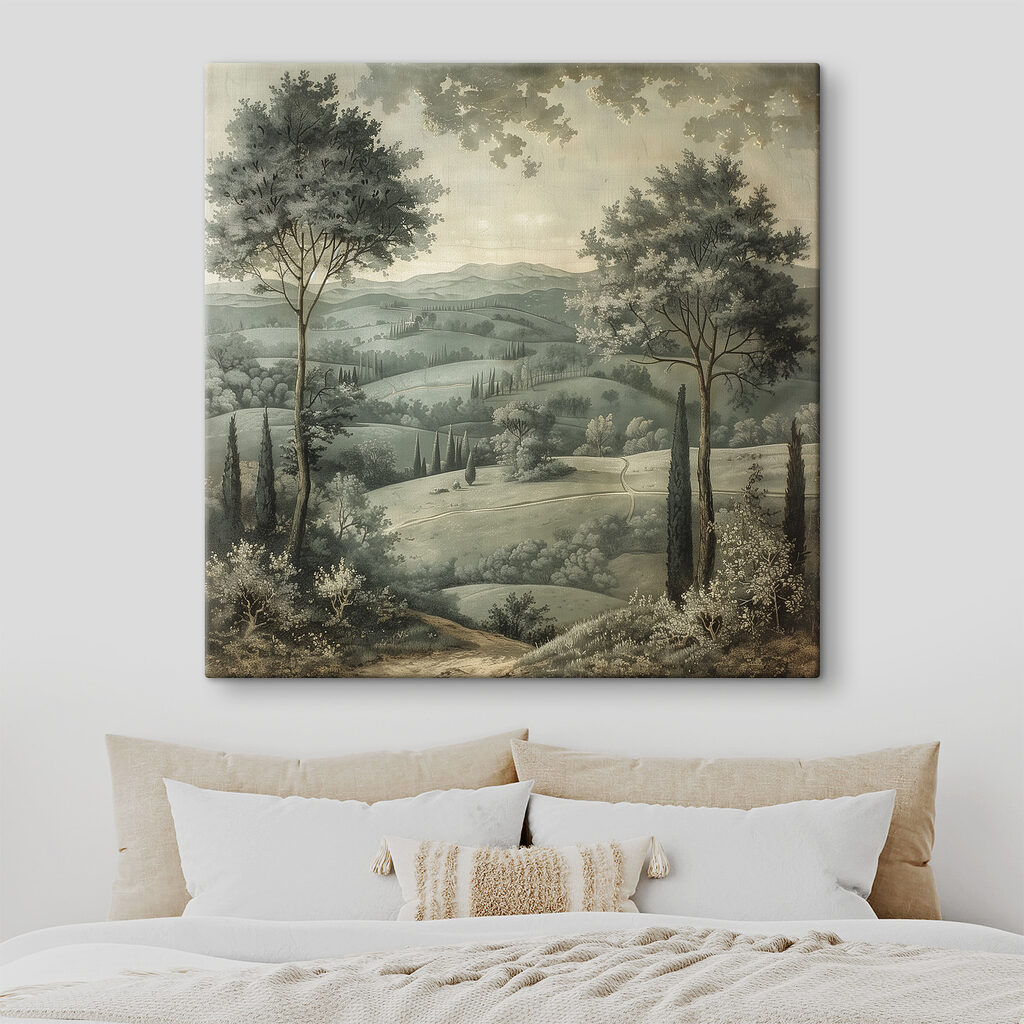 Landscape with trees and hills