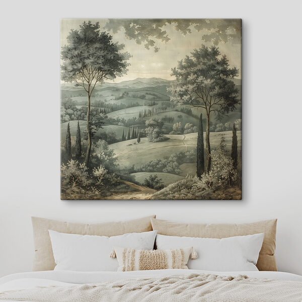 Landscape with trees and hills