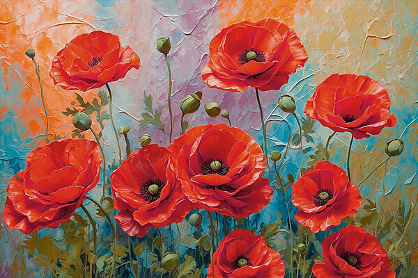 Painting of red flowers Painting of red flowers