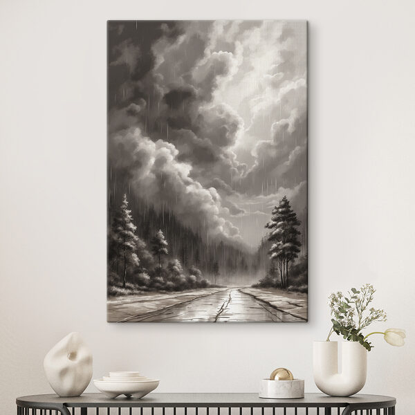 Quadri Immagine in bianco e nero di una foresta e delle nuvole (COD: s40064) Quadri Quadri Immagine in bianco e nero di una foresta e delle nuvole (COD: s40064)