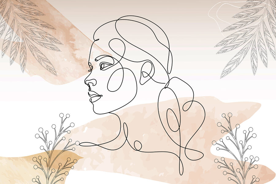 Carta da parati Disegno di un volto di donna’. - immagine 3