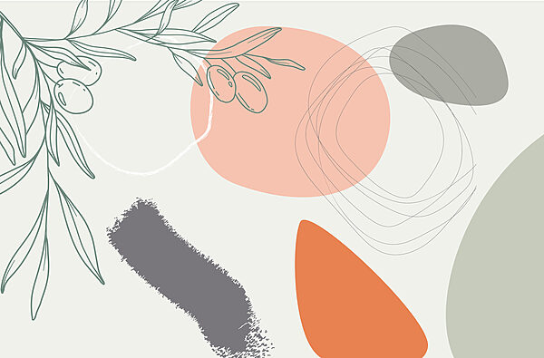 Progettazione grafica di un ramo con olive e cerchi Progettazione grafica di un ramo con olive e cerchi