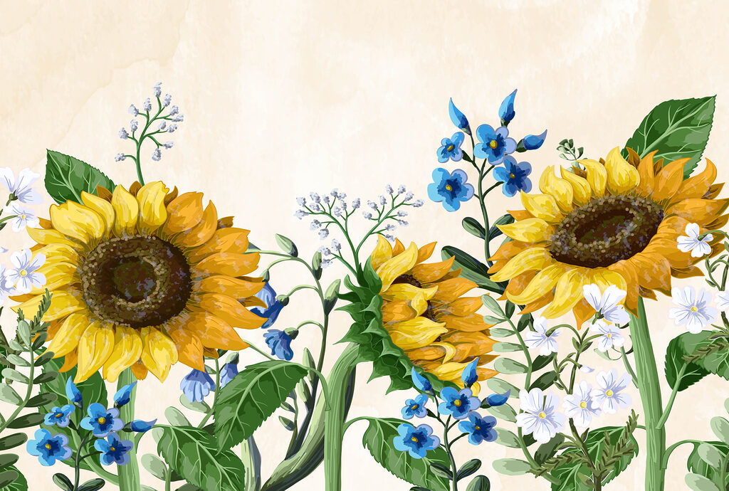 Gruppo di girasoli e altri fiori Gruppo di girasoli e altri fiori