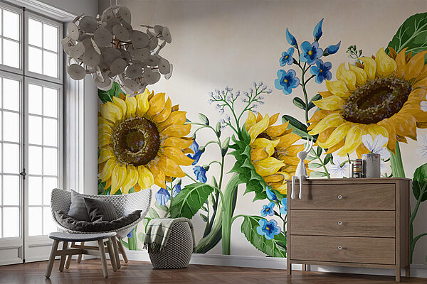 Gruppo di girasoli e altri fiori Gruppo di girasoli e altri fiori