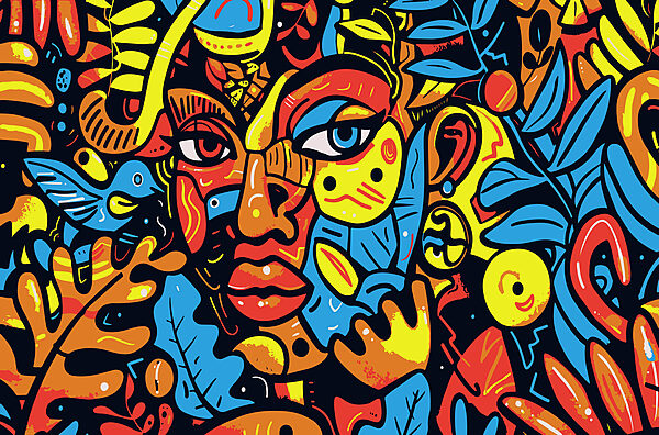 Arte colorata di un volto Arte colorata di un volto