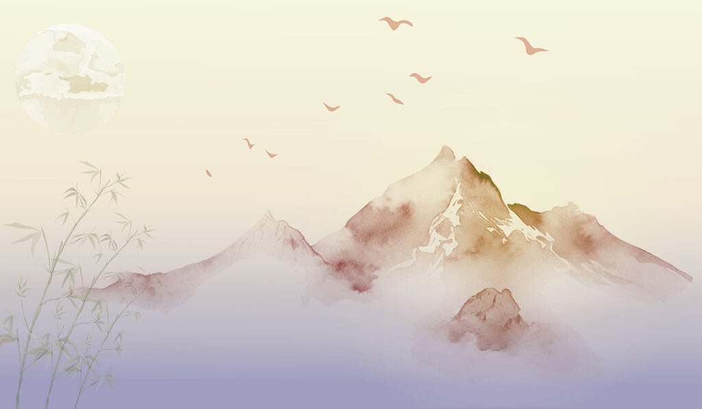 Pittura di montagne e uccelli Pittura di montagne e uccelli