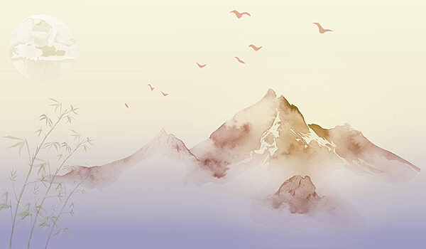 Pittura di montagne e uccelli Pittura di montagne e uccelli
