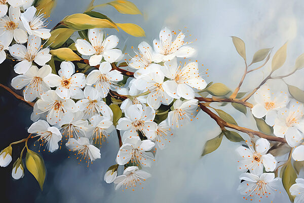 Fiori bianchi su un ramo Fiori bianchi su un ramo